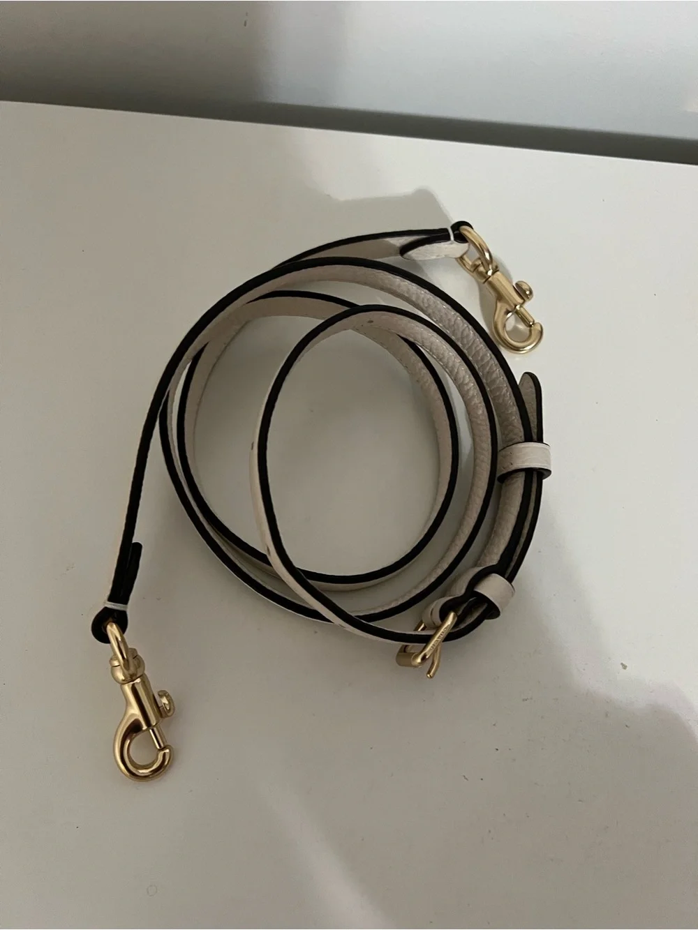 Like New Coach White Pebbled Leather Crossbody Strap with Gold Hardware - Picture 4 of 5
